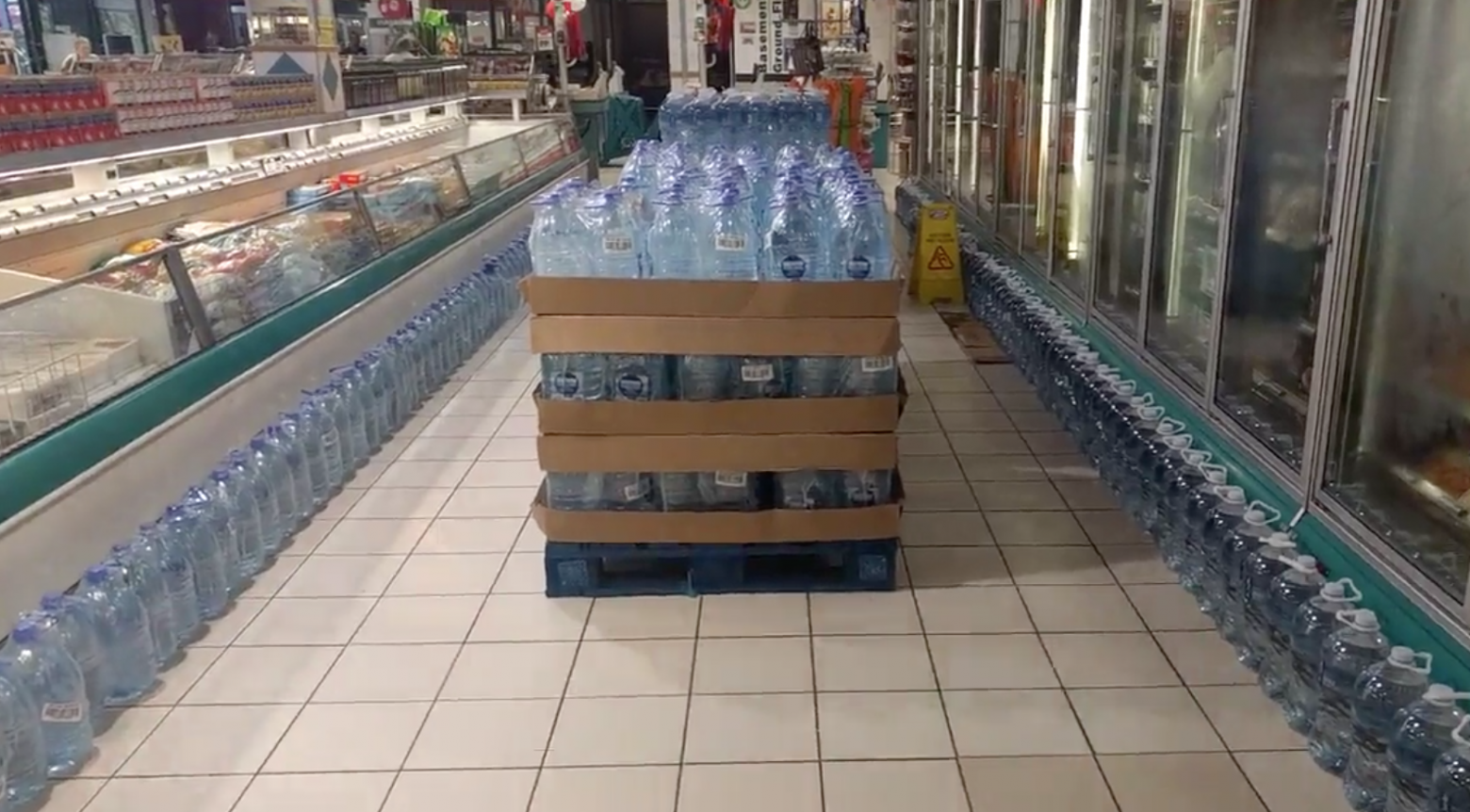 Plastic water bottle allocations.